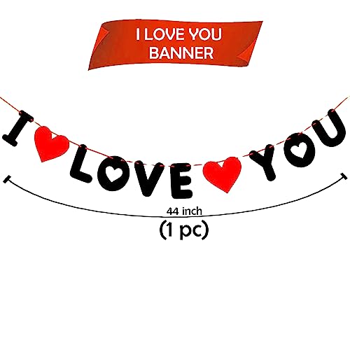 Party Propz Love You Banner - I Love U Decoration for Birthday, Anniversary Room Decor, Multicolor