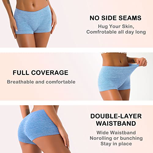 Image of Ruxia Women's Seamless Boyshort Panties Nylon Spandex Underwear Stretch Boxer Briefs Pack of 5