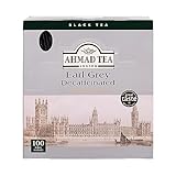 Ahmad Tea - Earl Grey ohne Koffein - Koffeinfreier Schwarztee mit Bergamotte - Einzeln Verpackte, Aromaversiegelte Teebeutel mit 2g Tee pro Portion - 100 Teebeutel mit Band