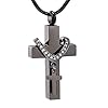 Stainless-Steel-Cross-Memorial-Cremation-Ashes-Urn-Pendant-Necklace-Keepsake-Jewelry-Urn Cremation Jewelry for Ashes Pendant - Cross Urn Necklace with Mini Keepsake Urn Memorial Ash Jewelry