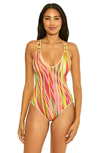 BECCA Women's Standard Awaken One Piece Swimsuit, Londyn Scoop Neck, Adjustable, Bathing Suits