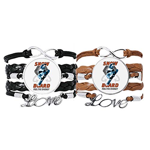 Pulsera de cuero tabla de snow winter sport ajustable que no se suelta ni daña la piel