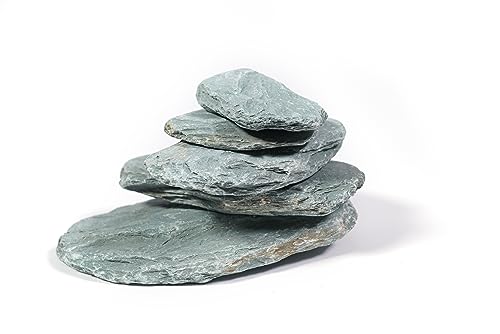 Image of LANDEN River Slate Stone Natural Rocks(18lbs, 3~9 inches,13pcs) for Aquariums, paludariums, Terrariums, Reptile, and Amphibian Enclosures Decorative of Stream's Caves and Caverns
