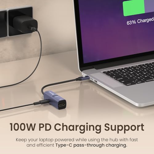 Image of Portronics MPort Swift, 3-in-1 Type-C Hub with HDMI, USB 3.0 & 100W PD Charging, 4K@30Hz HDMI Output, Type-C Connector for MacBook, Windows, Tablets & Smartphones, Aluminium Body, Plug & Play