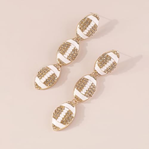Acrylic Football Dangle Earrings Punk Football Sports Earrings Rhinestones Rugby Earrings Football Jewelry for Women3