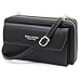 YERUUE Petit Sac Portefeuille Bandouliere Femme Sac de Téléphone Portable en Cuir PU 2 Portefeuille à Glissière avec Porte-cartes, avec Bandoulière Longue Détachable (Noir)