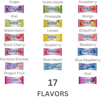 HI-CHEW Variety Mix, Pack of 6 Bags - Variety Of 17 Flavors - Unique Fun Soft Rubber Caramel Candy - Immensely Juicy Fruit Flavors - Indiv Packaged