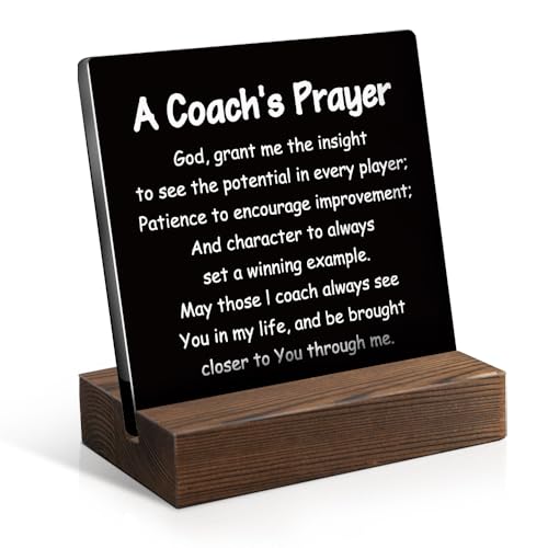 Juoqg A Coach's Prayer Acrylic Sign with Wooden Stand, Funny Coach Gift for Men Women, Coach Appreciation Gift, Retirement Gift for Coach, Coaches Thank You Gifts, Coaches Gifts Basketball Soccer