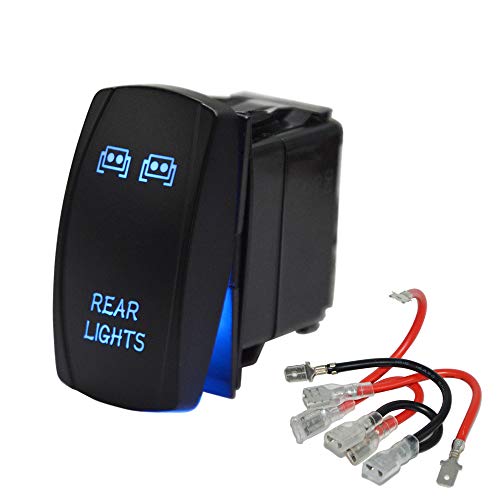 Wsays Universal Rocker Switch Rear Light Blue Laser 5Pin 20A 12V Compatible with ATV UTV RZR Ranger Commander Maverick X3 SUV Truck