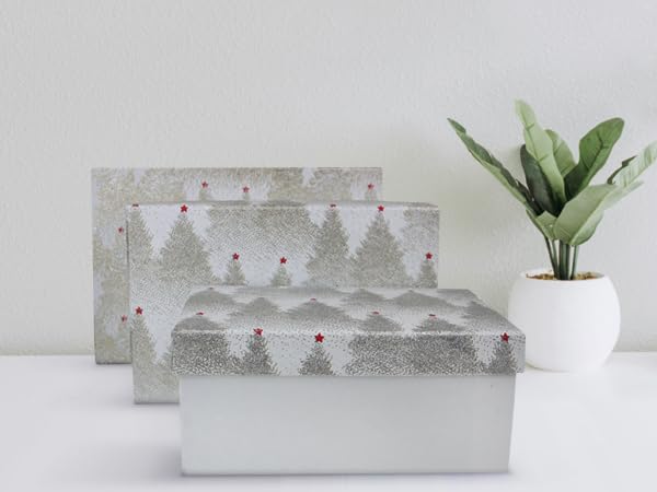 Boîtes cadeaux en papier de coton rigide rectangle motif pailleté