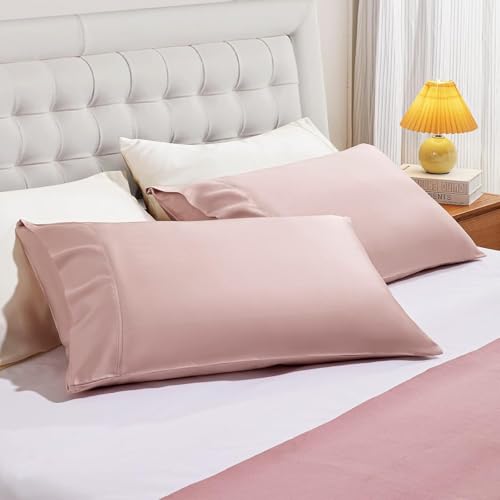 Image of Mush Bamboo Pillow Cover Set of 2 | 100% Bamboo Pillow Cover for Hair and Skin | 250 TC | Breathable, Silky Soft and Envelope Pillowcases | 17 inchx27 inch (250 TC, Lavender Haze)