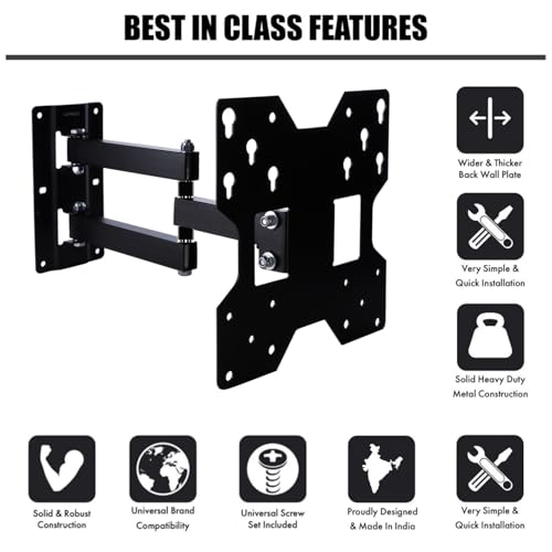 Image of Caprigo Full Motion TV Wall Mount Bracket for 23 to 42 Inch LED /HD /Smart TV's, Universal Heavy-Duty TV Stand for Wall with Swivel Rotation & Tilt Adjustments (M223)