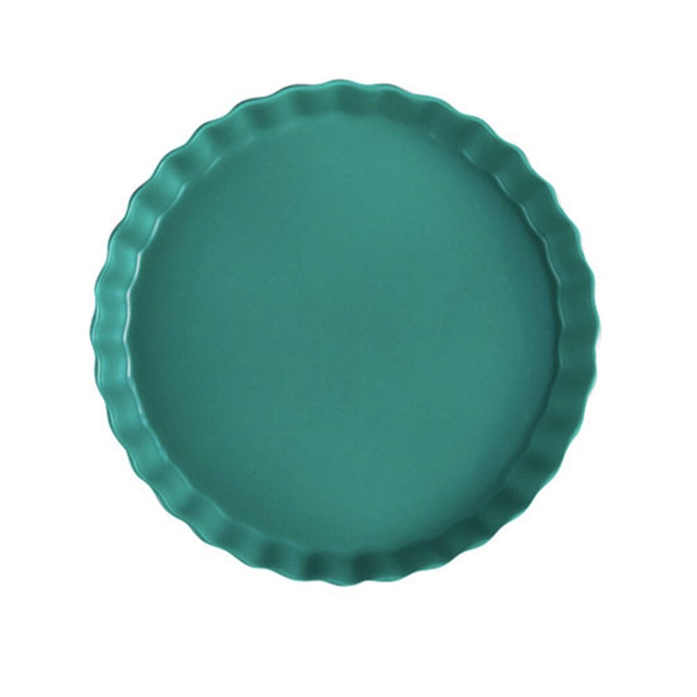 DOITOOL 10 Zoll Keramik Kuchenform Kuchenform Runde Auflaufform für Quiche Gratin Kuchen Pizza Dessert (Dunkelgrün)