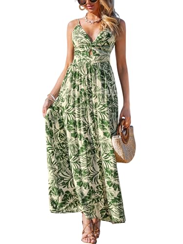 Image of CUPSHE Women's Maxi Dress Floral Print Twisted V Neck Sleeveless Long Dress Summer Casual Dress