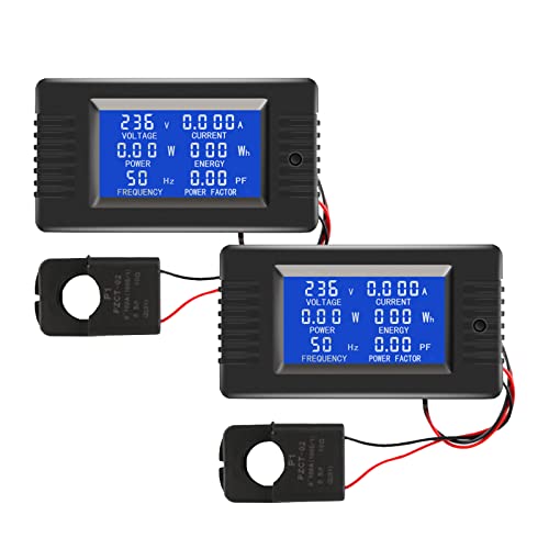 2 Pieces AC Current Voltage Amperage Power Energy Panel Meter LCD...