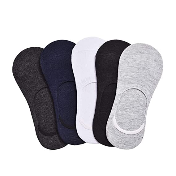 Image of Santosh Enterprises Unisex Ankle Socks No Show Socks, Loafer Sneakers Low Cut Cotton Black Grey Socks With Non Slip Grips (Free Size)