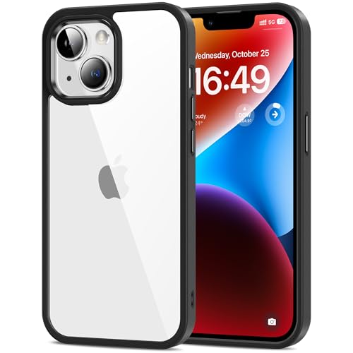 Image of HOOMIL Case for iPhone 14 6.1-Inch, Non-Yellowing, Drop Protection, Anti-Scratch Transparent Hard Back Phone Cover - Black Clear