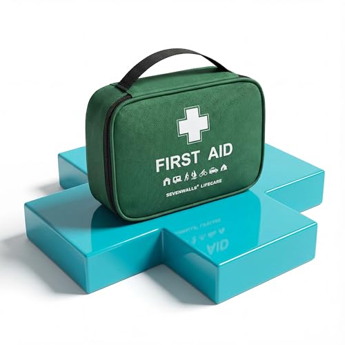 220 Piece Premium First Aid Kit Bag - Includes 2 x Ice Packs, Eye Care, Emergency Blanket, Bandages, Plasters & Essentials for Home, Office, Car, Caravan, Workplace, Travel (Green)