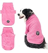 FATCOOLGOO Knitted Dog Sweater for Girl - Classic Cable Knit Turtleneck Winter Coat Apparel, Dog ...