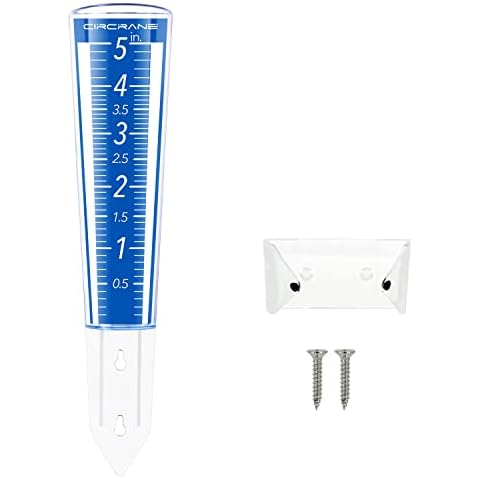 Circrane 5-Inch Capacity Outdoor Rain Gauge with Additional Hang Bracket& Stainless Steel Screws, Magnifying Scale and Numbers Design for Easy Read (Blue) Cover