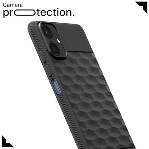Image of Pikkme Back Cover for Samsung Galaxy A06 Camera Protection 3D Hexa Cube Design Silicone Protective Bumper Case (Black)
