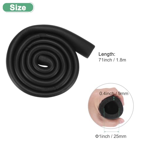 M METERXITY Rohrisolierschaumrohr, 1(25mm) ID x 6Ft Rohrabdeckung Wickelrolle, Hohlrohrabdeckung für AC-Einheit/Trainingsgerätegriff/Dachgepäckträger [Schwarz]