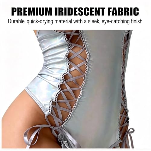 Traje de baño enterizo con lazada delantera y escote abierto en la espalda para lucir estilizada 7