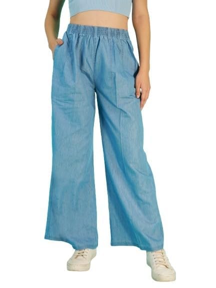 Women's Loose Fit Denim Palazzo-image-19