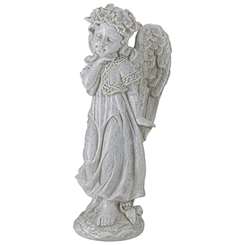 Northlight 9.75" Ivory Standing Angel With Floral Crown Outdoor Garden Statue #TOP5