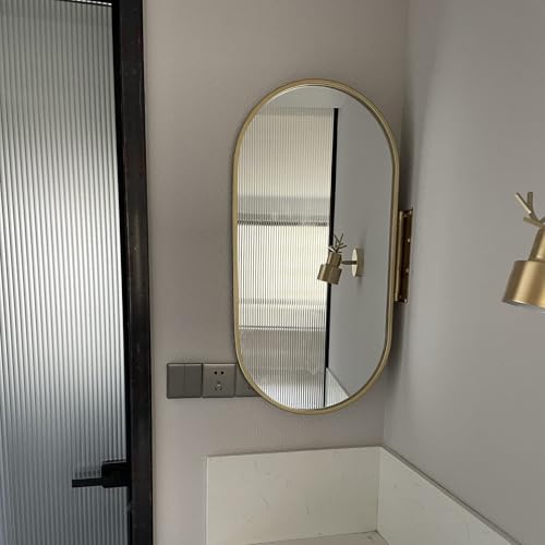 Espejo de baño ovalado giratorio con marco de aluminio moderno 7