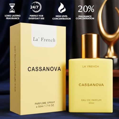 Image of La French Cassanova Unisex Perfume 50ml | Long-Lasting Perfume for Men & Women | Premium Fragrance with Citrus, Floral & Musk Notes | Elegant Perfume for Special Occasions