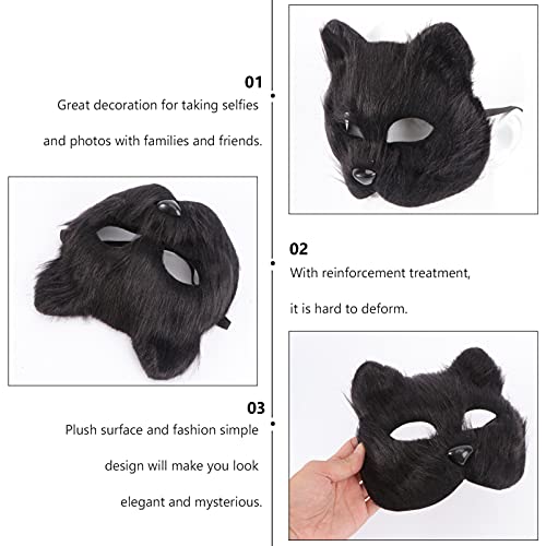 LUOEM Máscara de raposa chique, meia face, máscara de animal, acessório para fantasia de cosplay, fa