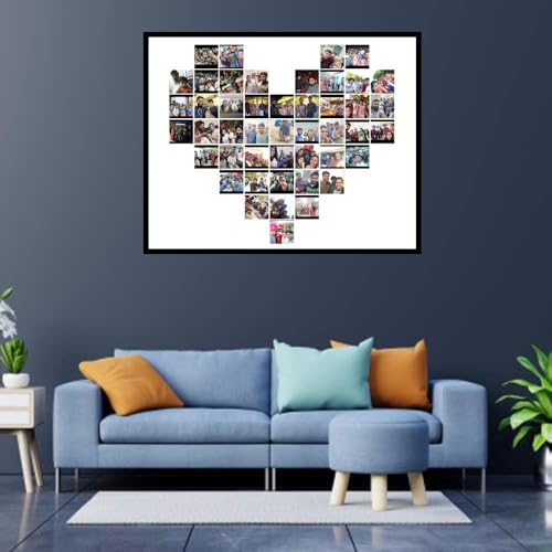 i2 Frames Personalised Heart Shape Collage Wooden Photo Frame (12X12inch)