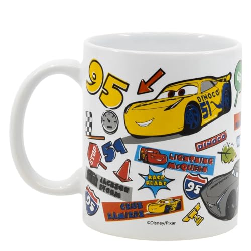 Taza de cerámica Cars Disney modelo Mug 325 ml taza de desayuno para niños