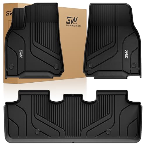 3W Floor Mats Fit for Tesla Model Y 2026 2025 2020-2024 Non-Slip Odorless TPE All Weather Custom Fit Heavy Floor Liner for 1st, 2nd Row Tesla Model Y Black Over 10 Yrs Lifespan (Not for 25/2