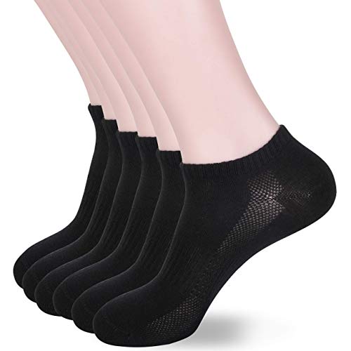ninovino Womens Thin Cotton Short Socks Low Cut 6 Pack Socks Ankle Causal Athletic 6 Pairs,Black-6 Pairs,L