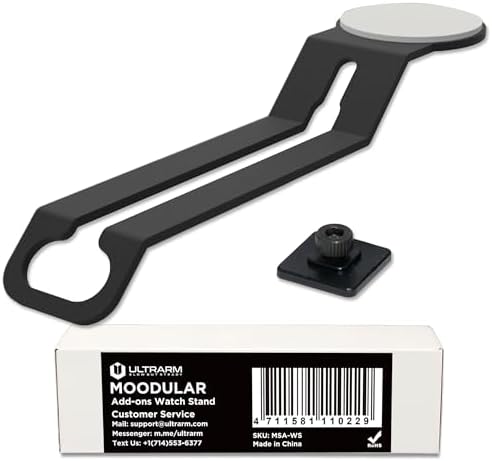 Moodular Add-ons Watch Stand for Smart Watch (Charger Not Included) [Accessory Only - Requires Moodular Wooden Monitor Stand Slide Rails for Use] Black MSA-WS