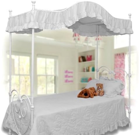 Pink Canopy Bed Cover Twin Size (White)