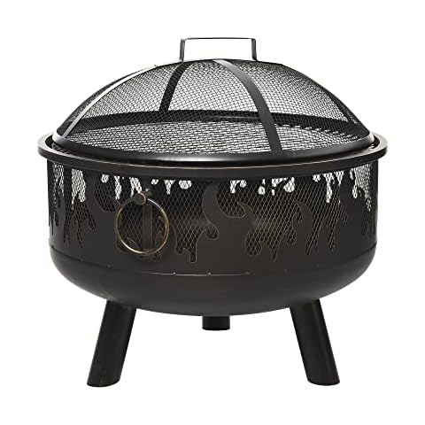 Outsunny 2-In-1 Round Fire Pit with Grill Cover