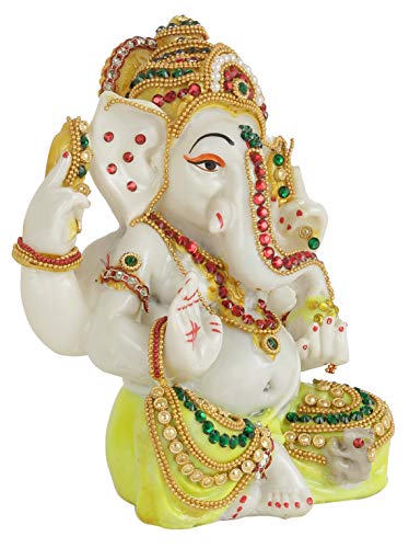 Tied Ribbons Ganesha Statue Ganesh Idol Figurine For Home Décor Temple Table Decoration House Warming Gifting Home Décor (6 X 5.5 X 3 Inch, Resin) #TOP2
