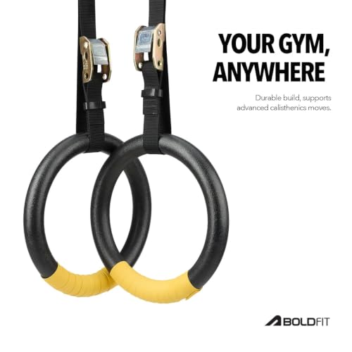 Image of Gymnastic ABS Rings with Heavy Duty Adjustable Strap Capacity with 14.5ft Adjustable Buckle Straps for Cross Fitness Functional Training for Home Gym Full Body Workout