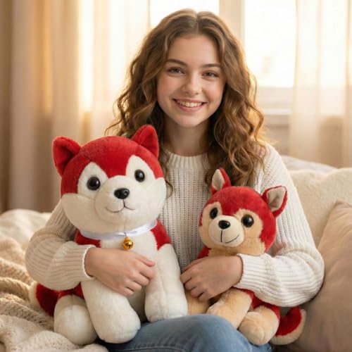 Image of Tabitha Stuffed Toys-Ultra Soft Plush Toy for Kids | Birthday Gifts for Kids and Girls | (Combo of 2 Toys 35 Cm Red Dog & 25 Cm Red Cat)