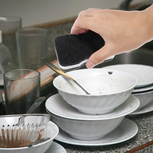 Image of 5-Pack Double-Sided Dishwashing Sponge Pad Slim Waist Cleaning Sponge Pad for Kitchen and Bathroom Non-Scratch Scrubber with Cellulose Surface 4.33 X 2.75 X 1.18 in