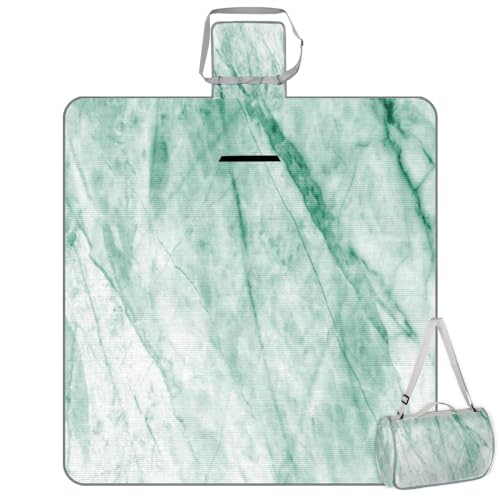 Shimoshe Picnic Blankets 57”x 59”, Green Marble Pattern Waterproof Sandproof Picnic Mat Lightweight Foldable Beach Blanket for Camping Park Grass Beach Outdoor Blanket