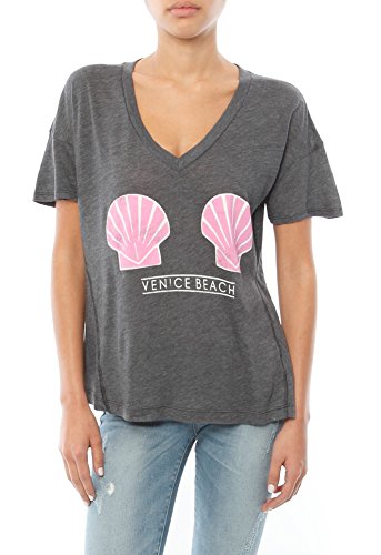 Wildfox Women's Twisted Tomboy Venice Shells Tee, Dirty Black, X-Small