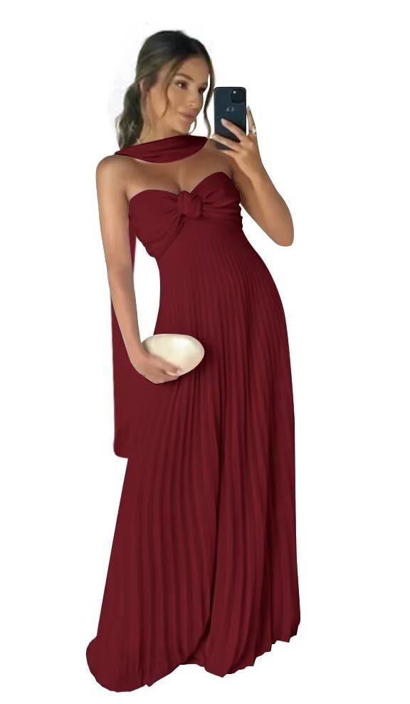 Women's Strapless Bridesmaid Dresses with Scarf Aline Prom Dresses 2025 Chiffon Evening Party Gown