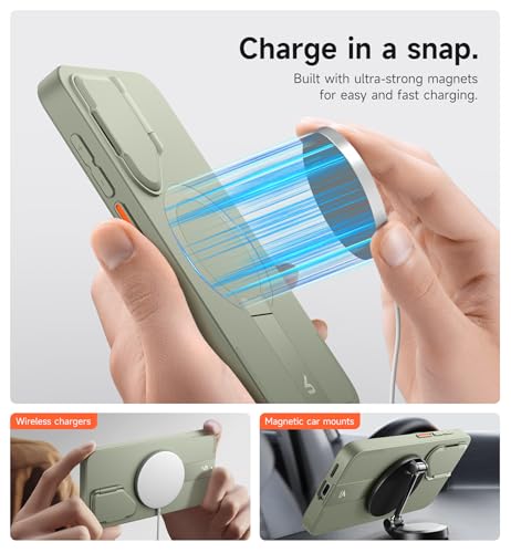 Image of SURITCH for Samsung Galaxy S25+ Plus Phone Case, Magnetic Shockproof Protective Cover with Camera Cover & Adjustable Metal Kickstand for Galaxy S25+ Plus(2025)-Sage Green