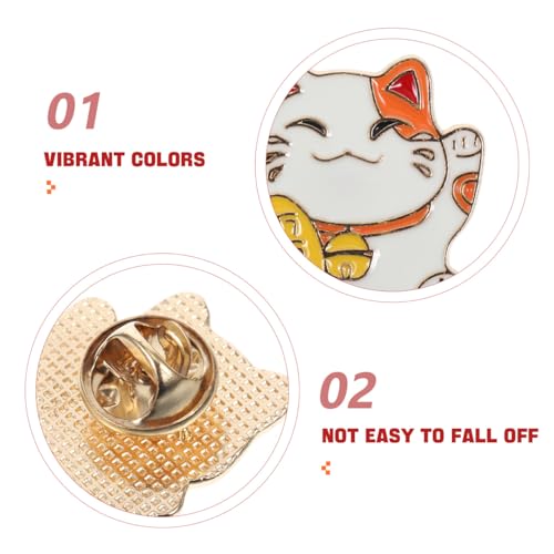 Image of Amosfun Maneki Cat Brooch Pin Cherry Blossom Cat Enamel Pins Cartoon Brooch Pins For Clothes Bags Backpacks Decoration
