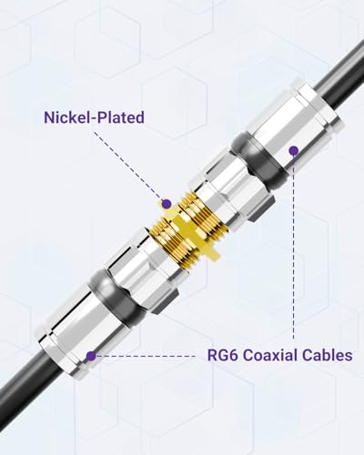 VCE Coaxial Cable Connector, RG6 F-Type Gold Plated Adapter Female to Female Coax Extender TV Cables, 5-Pack