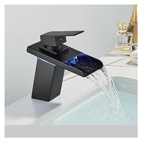 Grifo de fregadero de cascada LED para evitar quemaduras con monomando mezclador frío y caliente